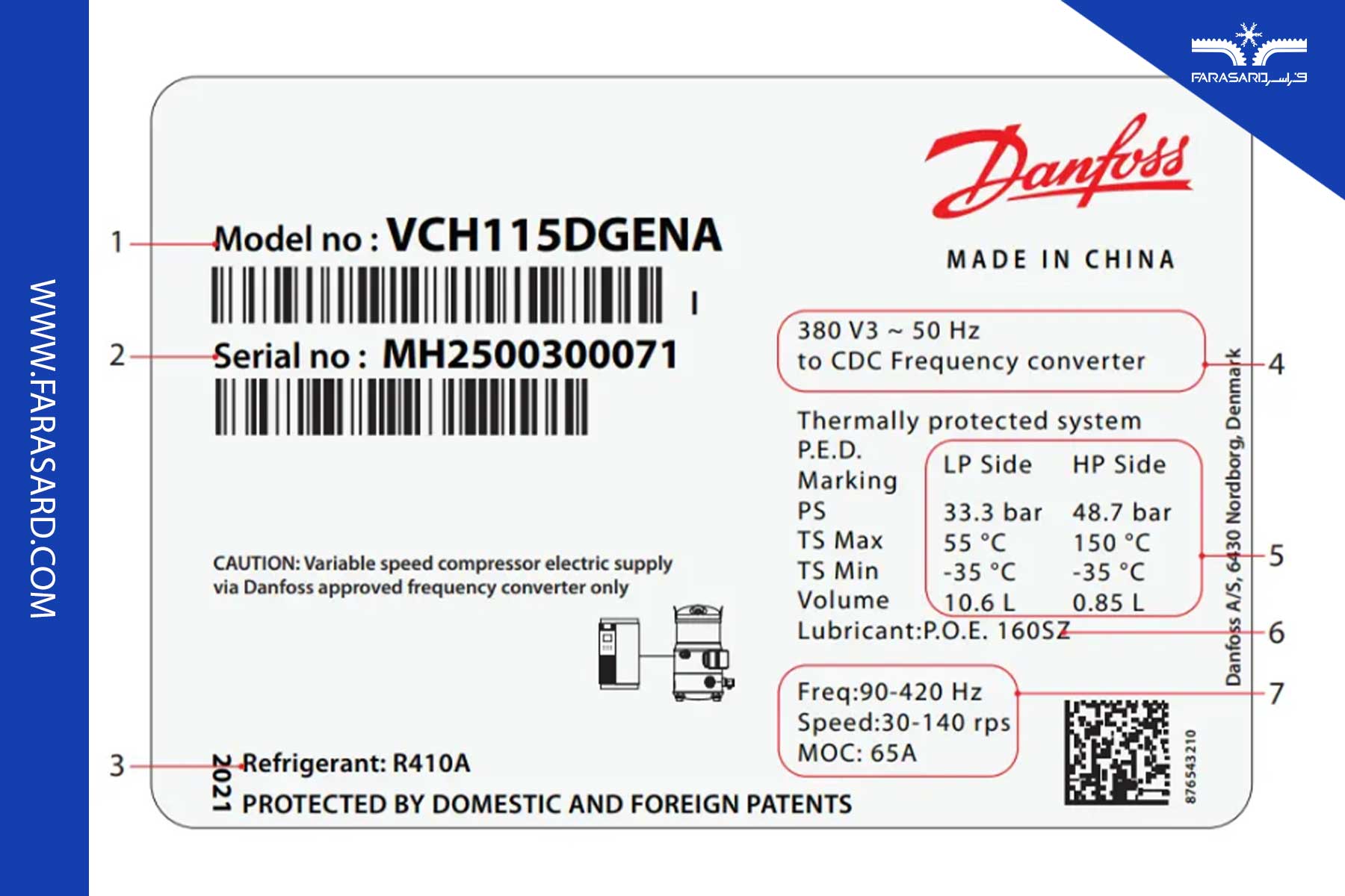 اجزا پلاک کمپرسور دانفوس